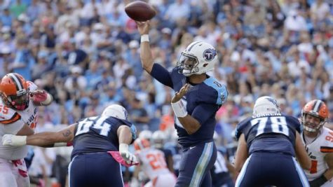 Titans quarterback, Marcus Mariota, will face off with former first overall pick, Andrew Luck, it what looks to be a high scoring affair. Photo Courtesy of ESPN.