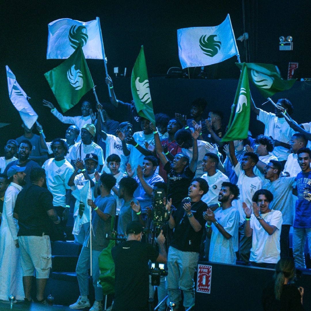 Local fans of Team Falcons–a Saudi-based esports organization–cheer for their team at Gamers8 2023