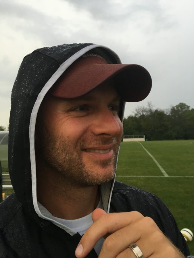 Coach Makovec Expresses happiness as his soccer team wins 4-1 against Francis parker.