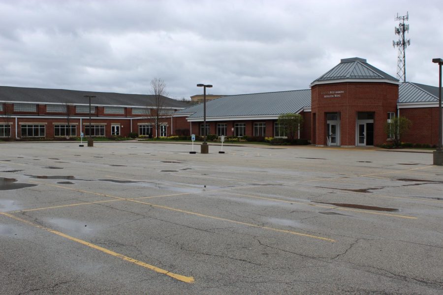 Empty LFA lots sit where student and faculty cars usually are parked during the school day.