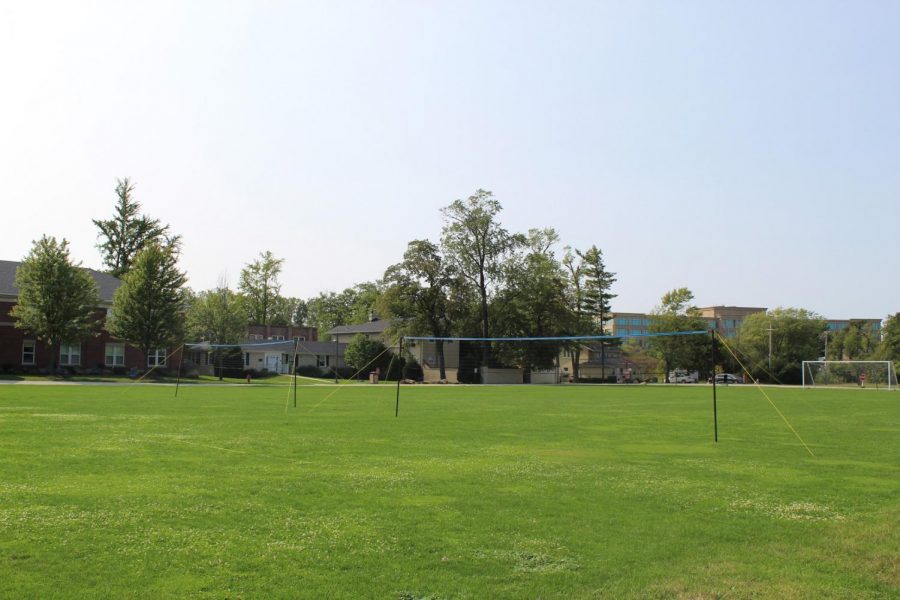 New outdoor courts set up on LFA quad in the center of campus.