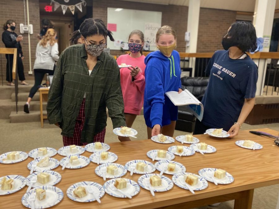 Field boarders enjoying cake at birthday night.