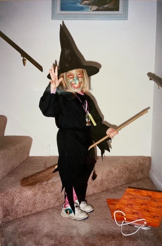 Emily Kalis dressed up as a witch for halloween