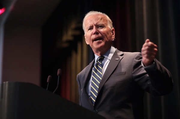 Joseph Biden, the 46th president of the United States, makes a speech during the 2019 Iowa Federation of Labor Convention. 