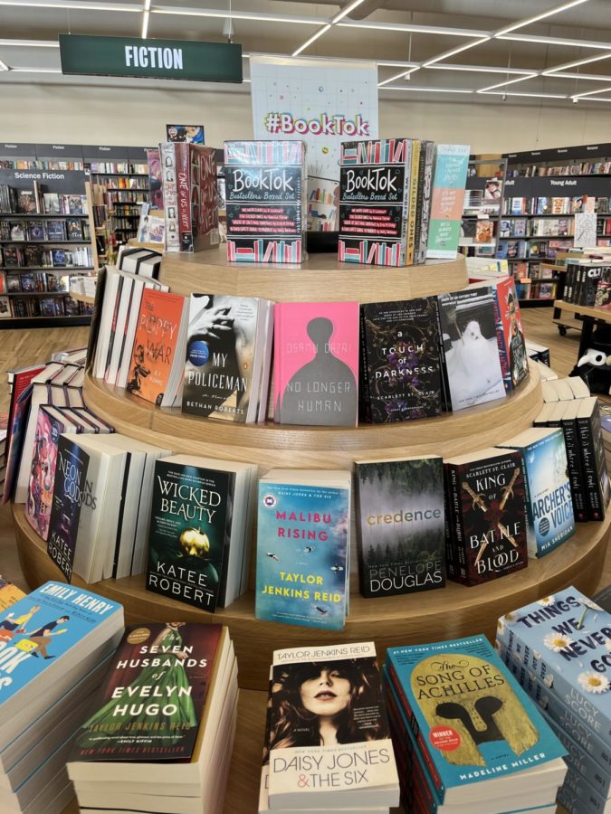 The #BookTok section at Barnes and Noble. 