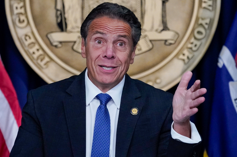 New York Gov. Andrew Cuomo speaks to reporters during a news conference, Wednesday, June 23, 2021, in New York. (AP Photo/Mary Altaffer)