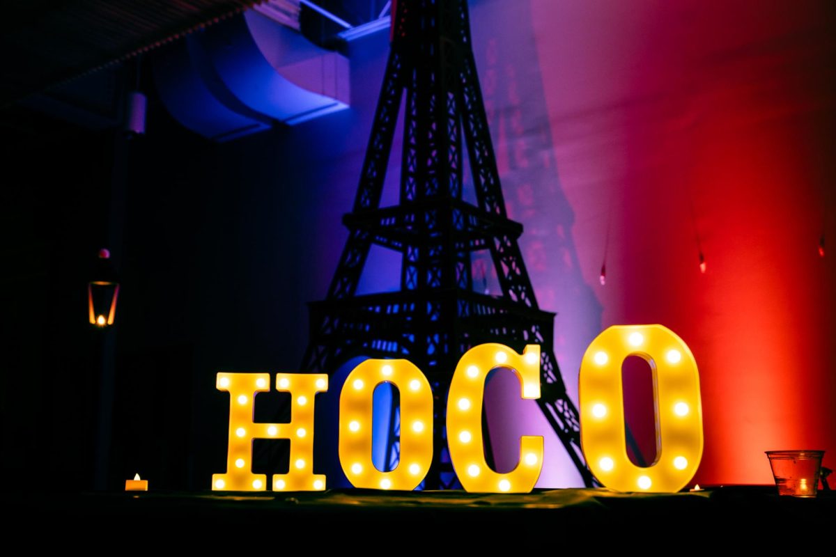 Homecoming’s Effiel Tower sets the scene for a “Night in Paris” theme.