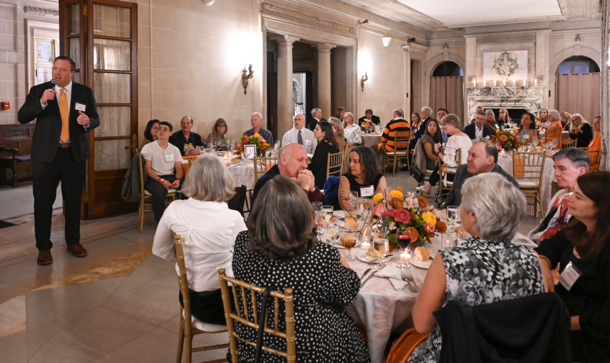 Head of School Tom Johnson speaks to LFA alumni at the Alumni Weekend Celebration Dinner.