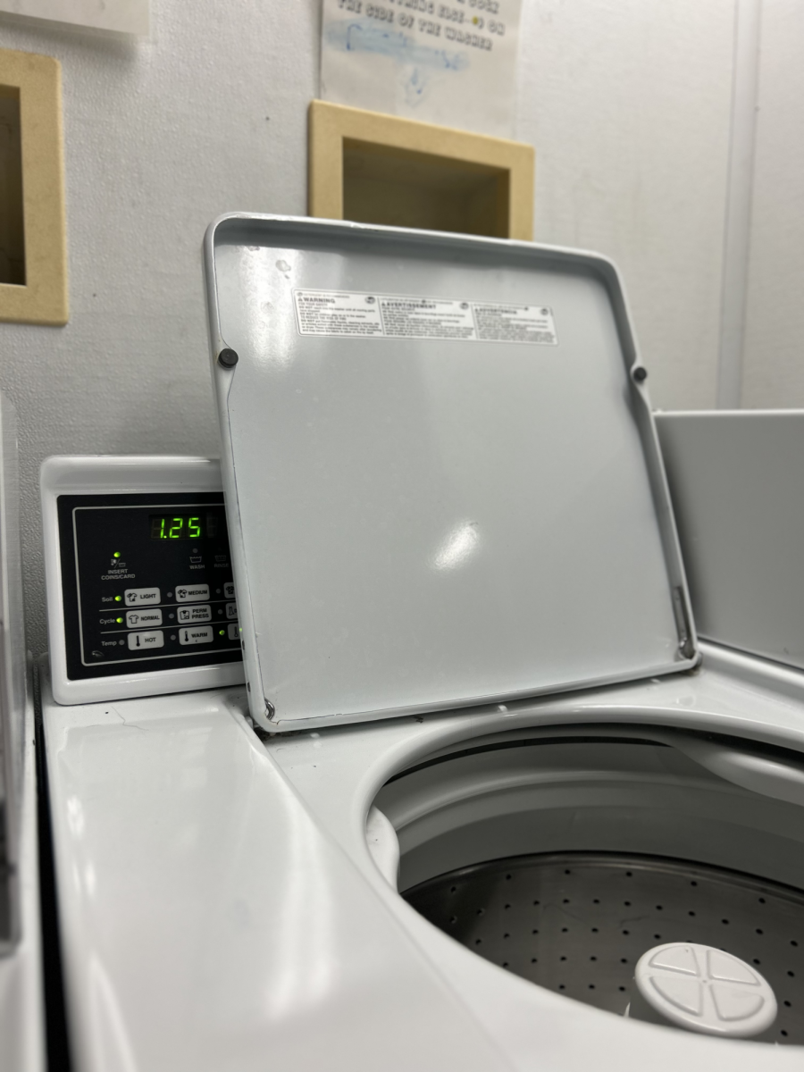 Picture showing the price of the dorm washing machines. 