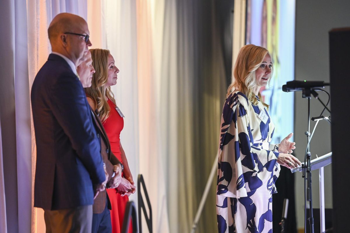Julie Brandt delivers a speech at LFA’s 26th annual Gala.