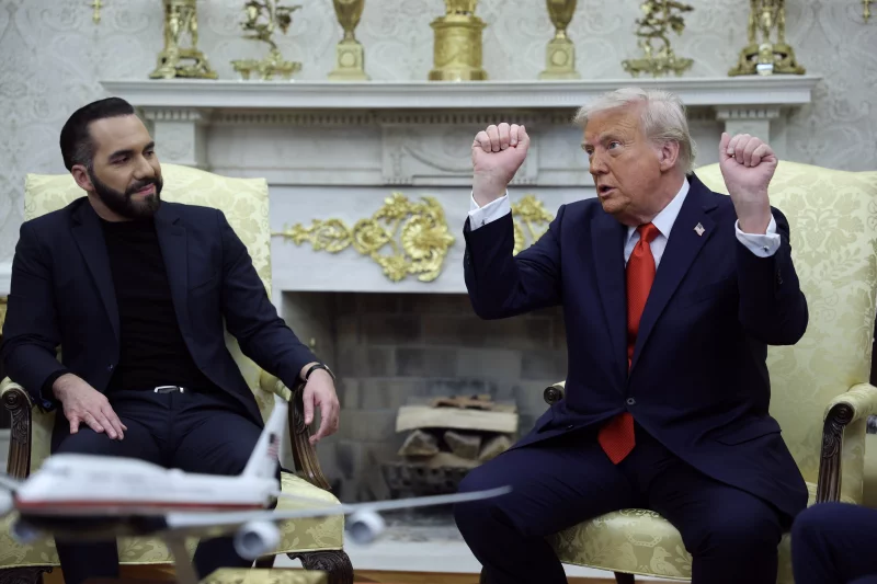 Trump sits with Bukele in the Oval Office as they discuss sending U.S citizens to El Salvadoran prisons.