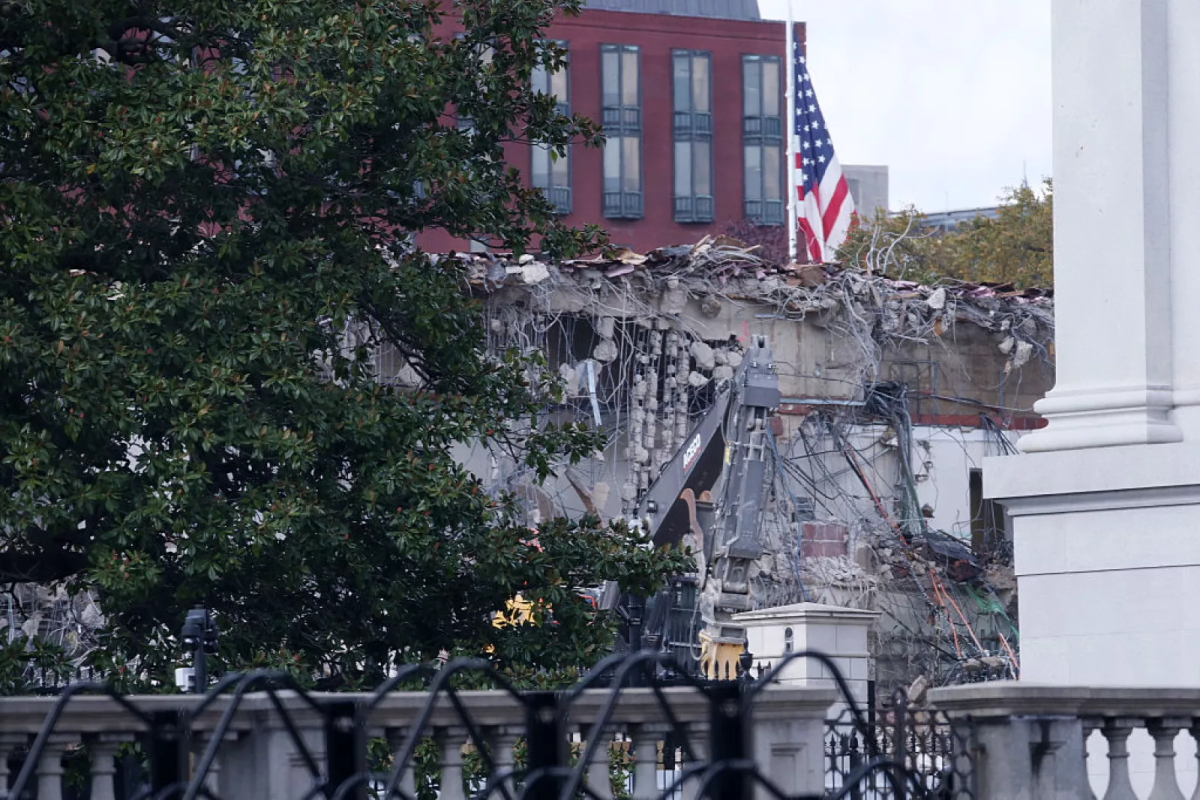 The demolition of the East Wing. (Courtesy of NPR)