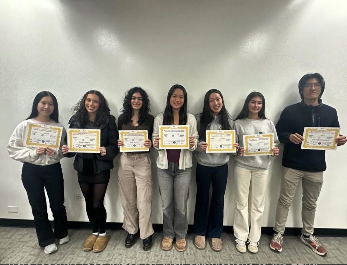 National Chinese Essay Contest winners pose with their awards.