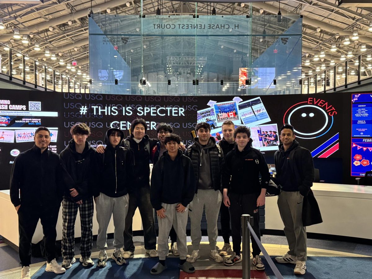 The LFA Boys Varsity Squash Team poses at the Arlen Specter U.S. Squash Center in Philadelphia. (Courtesy of Arlen Specter U.S. Squash Center)