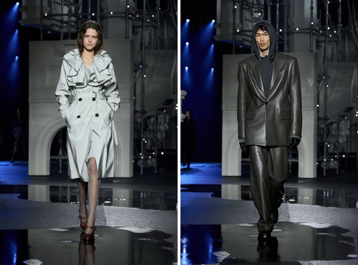 Burberry models walk the runway during London Fashion Week.