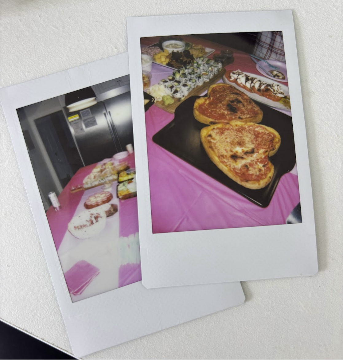 Polaroids capture food featured at a Galentine’s gathering.
