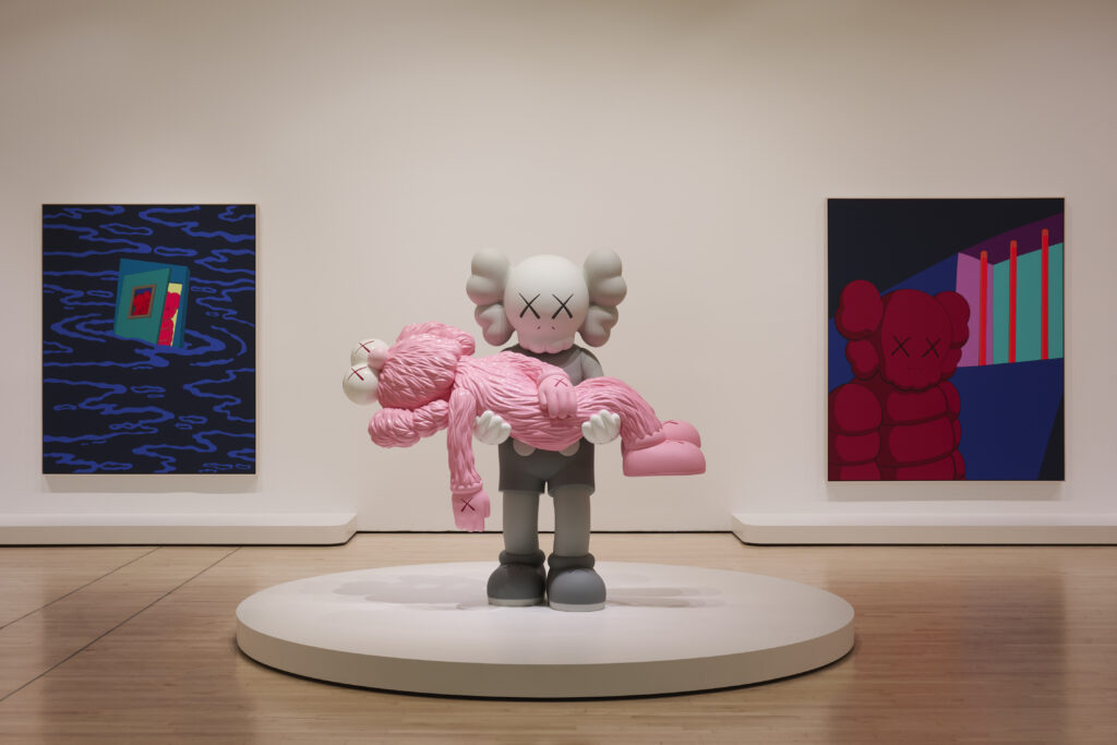 The KAWS GONE Sculpture, originally debuted in 2019, stands in the San Fransisco Museum of Modern Art.