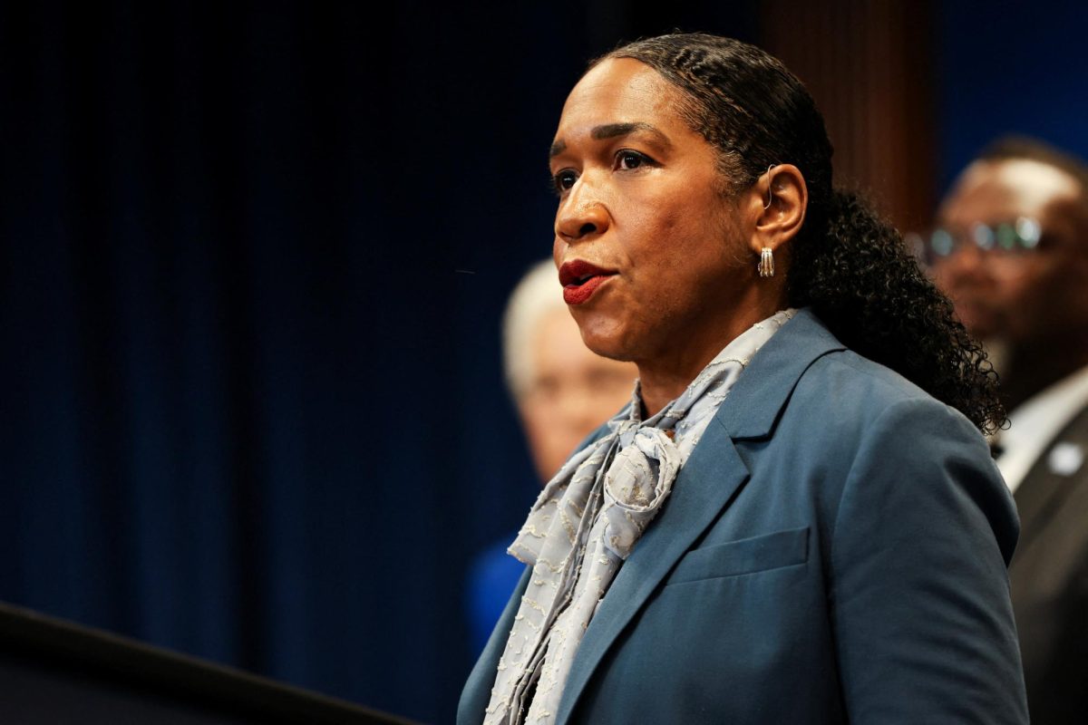 Illinois Democratic nominee for U.S. Senate Julianna Stratton speaks about ICE in Chicago.