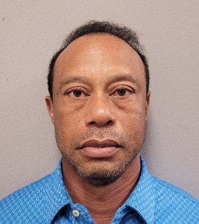 Tiger Woods is shown in a police booking mugshot released by the Martin County Sheriff's Office on March 28, 2026.